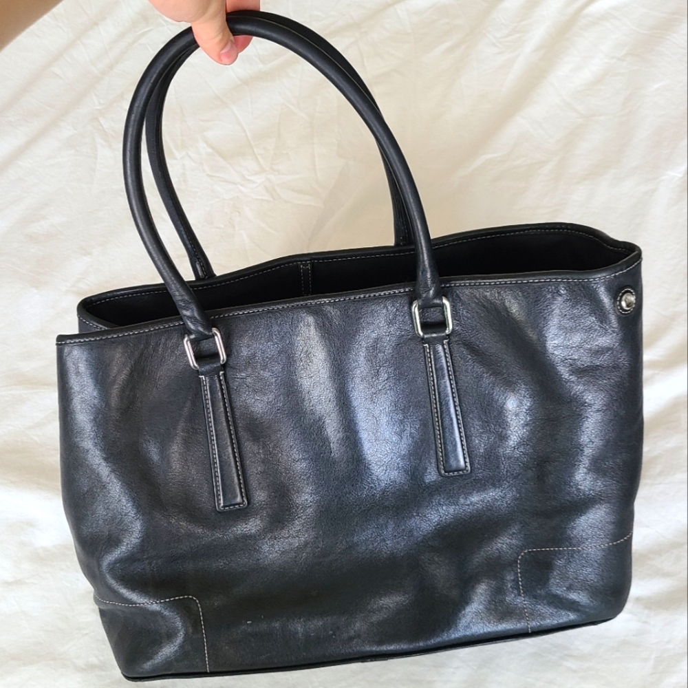 Coach Black Leather Tote Bag